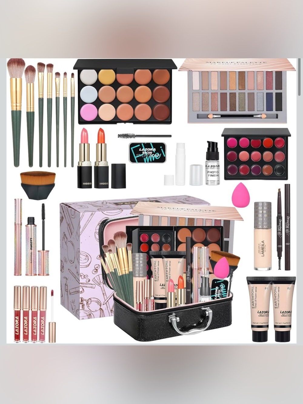 Lazora Pink and Neutral Women Makeup Kit - Complete Cosmetic Set